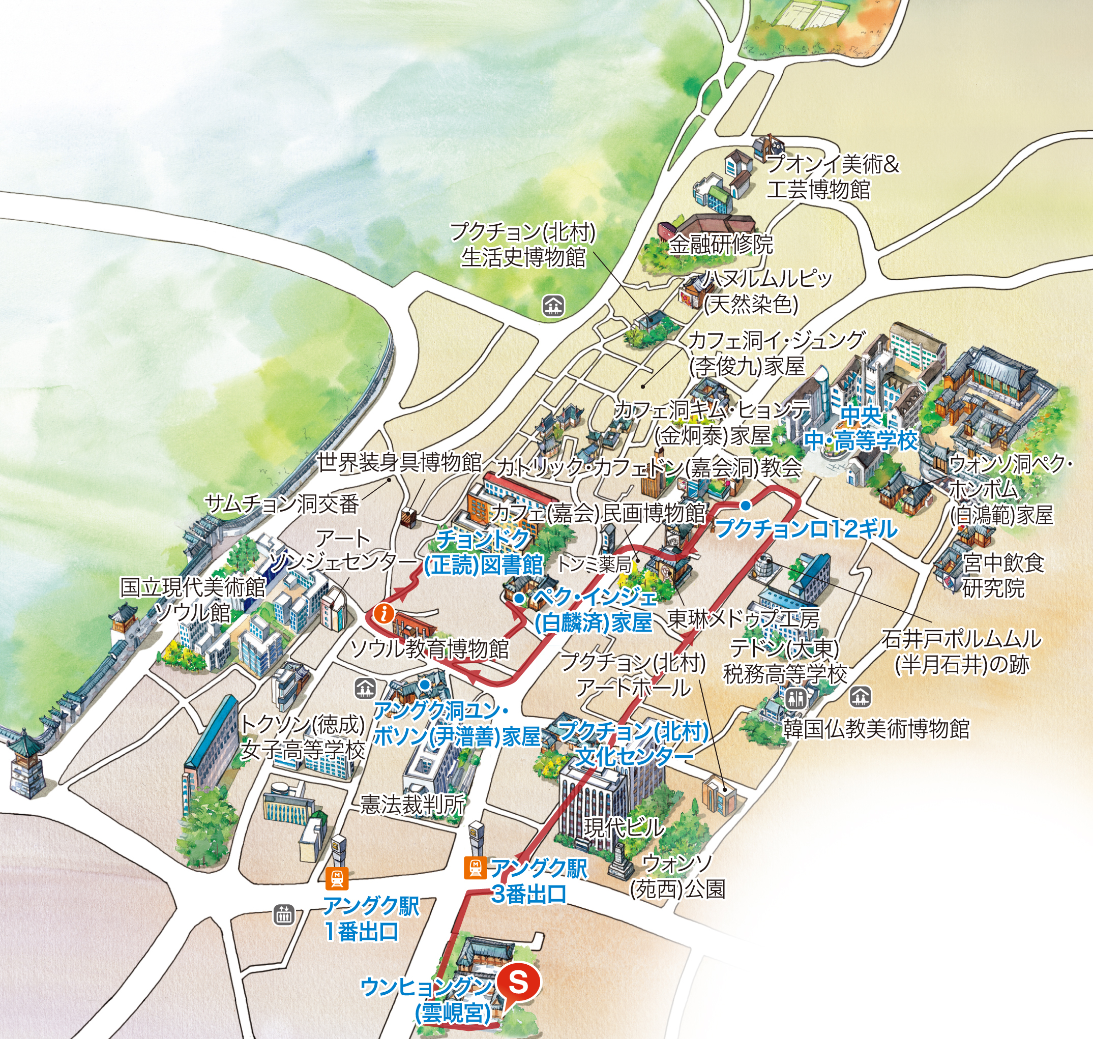徒歩観光コースのルートマップ