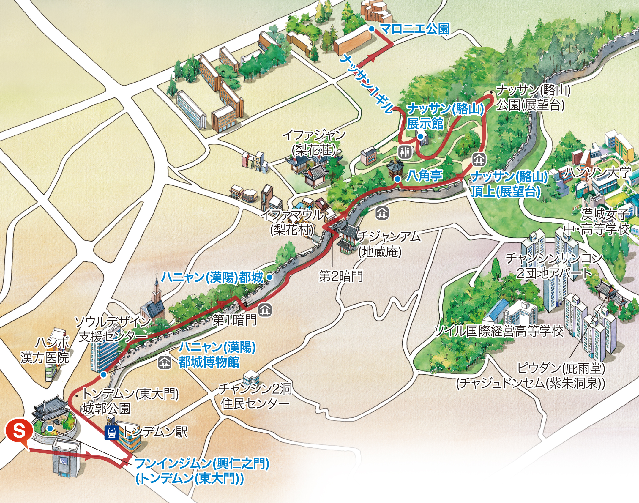 徒歩観光コースのルートマップ